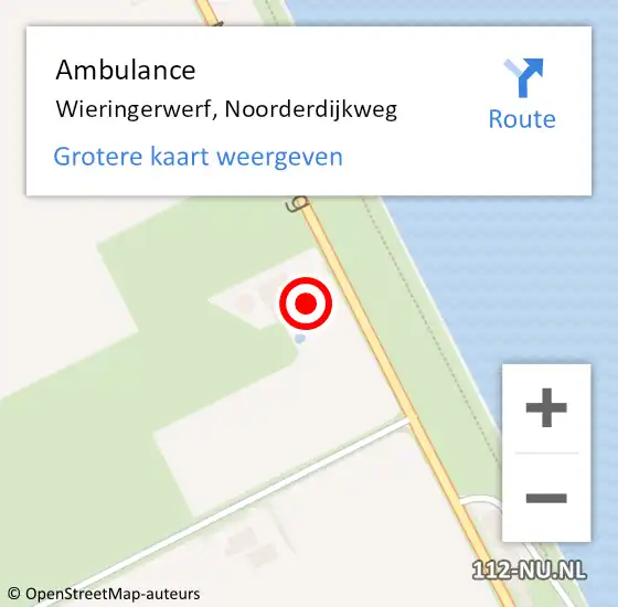 Locatie op kaart van de 112 melding: Ambulance Wieringerwerf, Noorderdijkweg op 15 september 2023 22:11