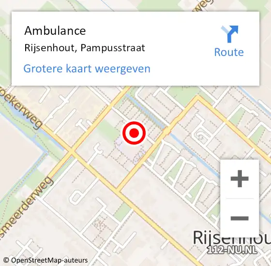 Locatie op kaart van de 112 melding: Ambulance Rijsenhout, Pampusstraat op 15 september 2023 23:35