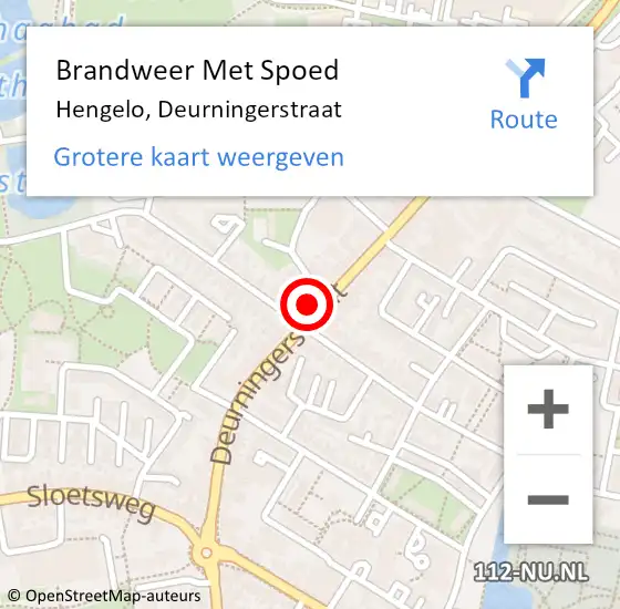 Locatie op kaart van de 112 melding: Brandweer Met Spoed Naar Hengelo, Deurningerstraat op 15 september 2023 23:56