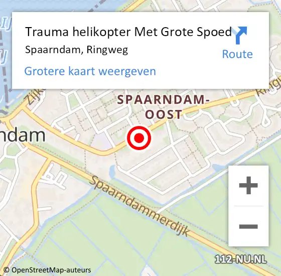 Locatie op kaart van de 112 melding: Trauma helikopter Met Grote Spoed Naar Spaarndam, Ringweg op 16 september 2023 01:33