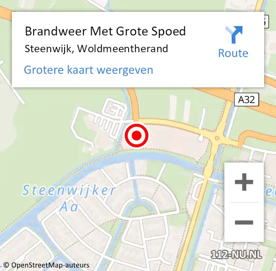 Locatie op kaart van de 112 melding: Brandweer Met Grote Spoed Naar Steenwijk, Woldmeentherand op 16 september 2023 01:50
