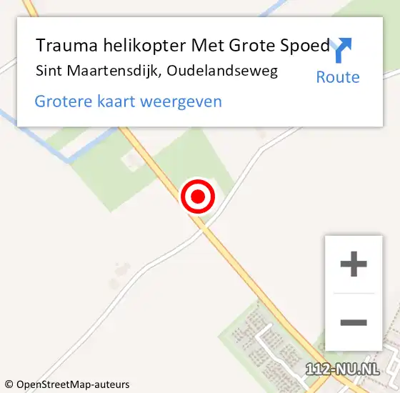 Locatie op kaart van de 112 melding: Trauma helikopter Met Grote Spoed Naar Sint Maartensdijk, Oudelandseweg op 16 september 2023 09:21