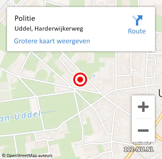 Locatie op kaart van de 112 melding: Politie Uddel, Harderwijkerweg op 16 september 2023 09:45