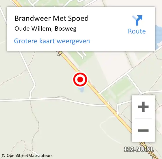 Locatie op kaart van de 112 melding: Brandweer Met Spoed Naar Oude Willem, Bosweg op 16 september 2023 10:31