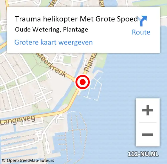 Locatie op kaart van de 112 melding: Trauma helikopter Met Grote Spoed Naar Oude Wetering, Plantage op 16 september 2023 10:41