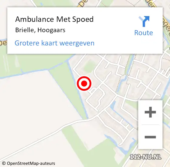 Locatie op kaart van de 112 melding: Ambulance Met Spoed Naar Brielle, Hoogaars op 16 september 2023 10:57
