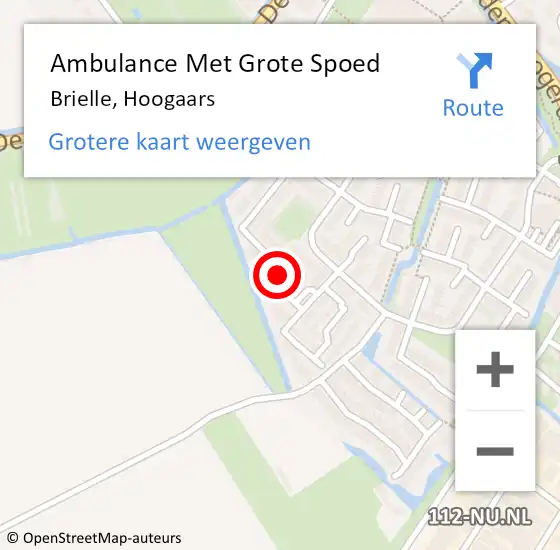 Locatie op kaart van de 112 melding: Ambulance Met Grote Spoed Naar Brielle, Hoogaars op 16 september 2023 10:58
