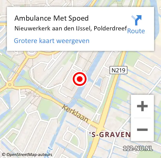 Locatie op kaart van de 112 melding: Ambulance Met Spoed Naar Nieuwerkerk aan den IJssel, Polderdreef op 16 september 2023 11:38