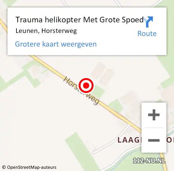Locatie op kaart van de 112 melding: Trauma helikopter Met Grote Spoed Naar Leunen, Horsterweg op 16 september 2023 13:17