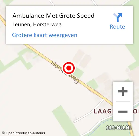 Locatie op kaart van de 112 melding: Ambulance Met Grote Spoed Naar Leunen, Horsterweg op 16 september 2023 13:17