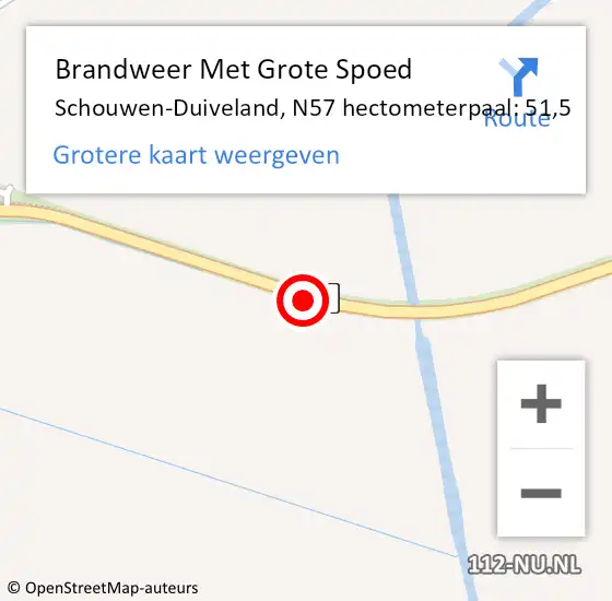 Locatie op kaart van de 112 melding: Brandweer Met Grote Spoed Naar Schouwen-Duiveland, N57 hectometerpaal: 51,5 op 16 september 2023 14:02