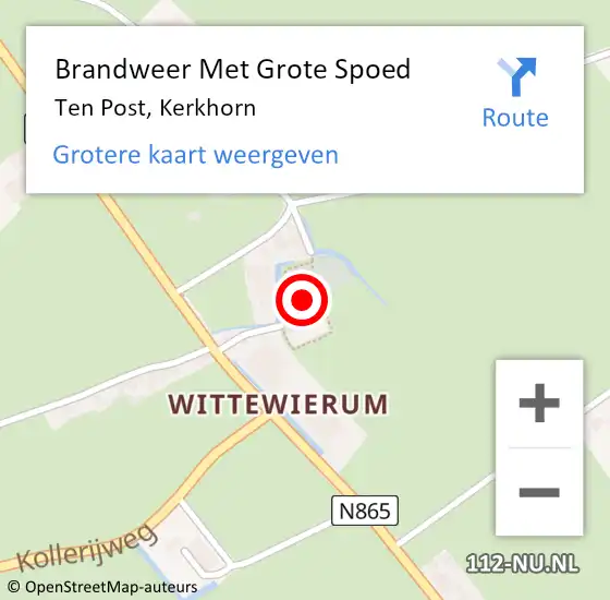 Locatie op kaart van de 112 melding: Brandweer Met Grote Spoed Naar Ten Post, Kerkhorn op 16 september 2023 14:31