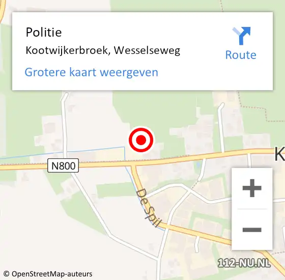 Locatie op kaart van de 112 melding: Politie Kootwijkerbroek, Wesselseweg op 16 september 2023 14:48