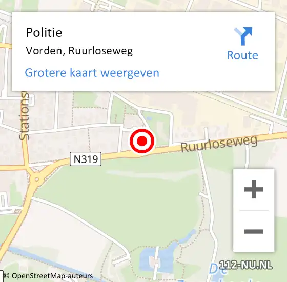 Locatie op kaart van de 112 melding: Politie Vorden, Ruurloseweg op 16 september 2023 15:40