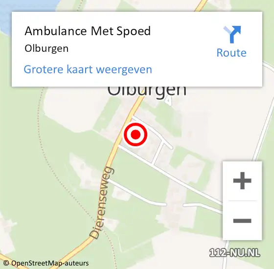 Locatie op kaart van de 112 melding: Ambulance Met Spoed Naar Olburgen op 16 september 2023 15:48