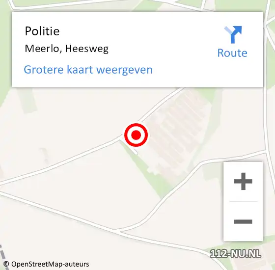 Locatie op kaart van de 112 melding: Politie Meerlo, Heesweg op 16 september 2023 15:54
