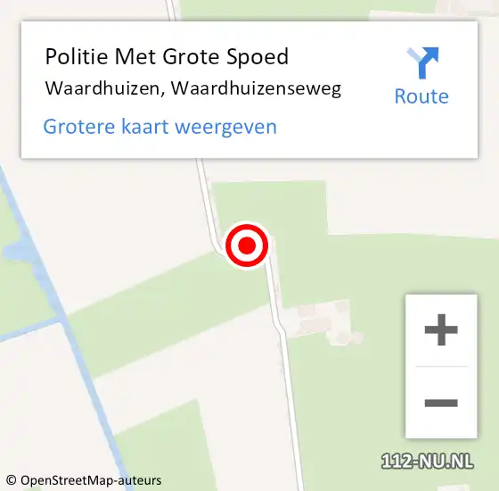 Locatie op kaart van de 112 melding: Politie Met Grote Spoed Naar Waardhuizen, Waardhuizenseweg op 16 september 2023 16:07