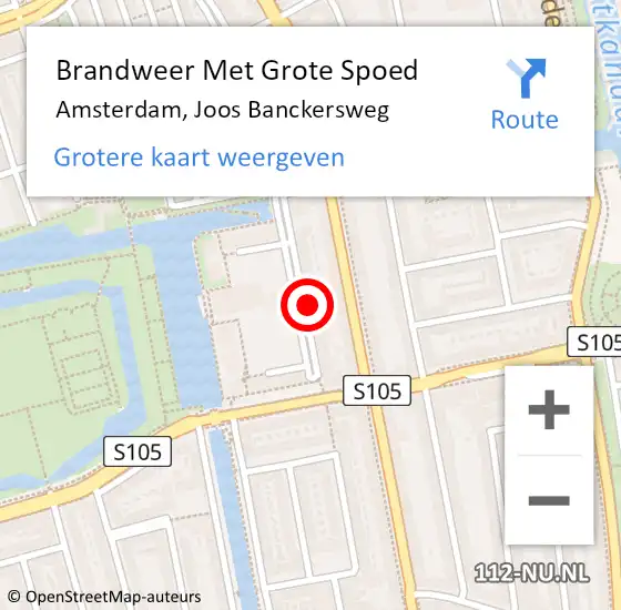 Locatie op kaart van de 112 melding: Brandweer Met Grote Spoed Naar Amsterdam, Joos Banckersweg op 16 september 2023 16:59