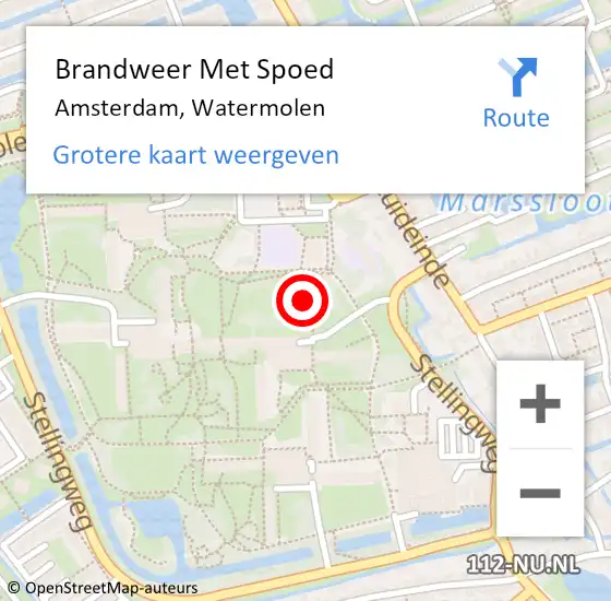 Locatie op kaart van de 112 melding: Brandweer Met Spoed Naar Amsterdam, Watermolen op 16 september 2023 17:21