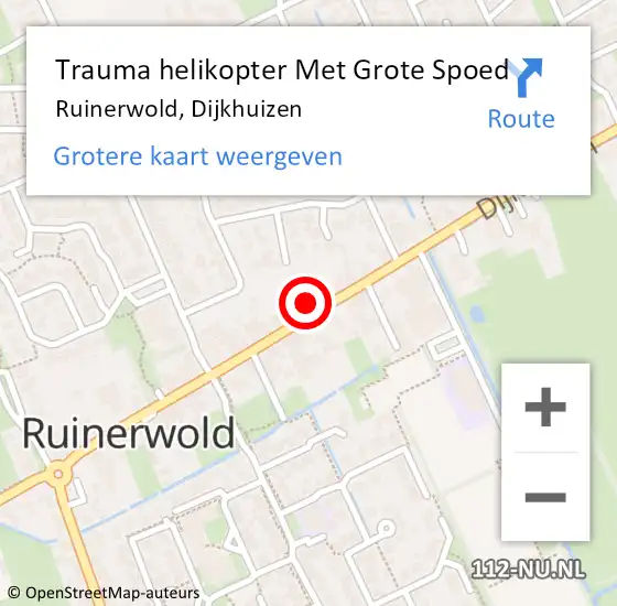 Locatie op kaart van de 112 melding: Trauma helikopter Met Grote Spoed Naar Ruinerwold, Dijkhuizen op 16 september 2023 18:08