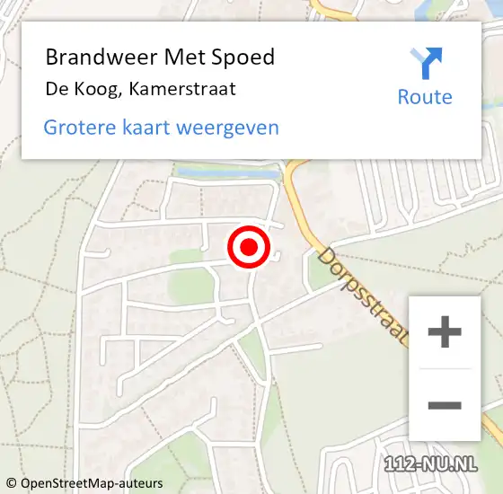 Locatie op kaart van de 112 melding: Brandweer Met Spoed Naar De Koog, Kamerstraat op 16 september 2023 19:55