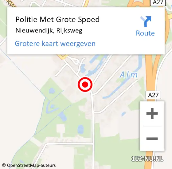 Locatie op kaart van de 112 melding: Politie Met Grote Spoed Naar Nieuwendijk, Rijksweg op 16 september 2023 21:32