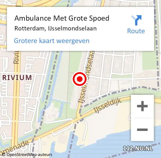 Locatie op kaart van de 112 melding: Ambulance Met Grote Spoed Naar Rotterdam, IJsselmondselaan op 16 september 2023 22:18
