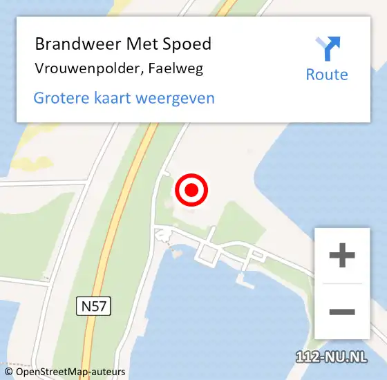 Locatie op kaart van de 112 melding: Brandweer Met Spoed Naar Vrouwenpolder, Faelweg op 16 september 2023 22:43