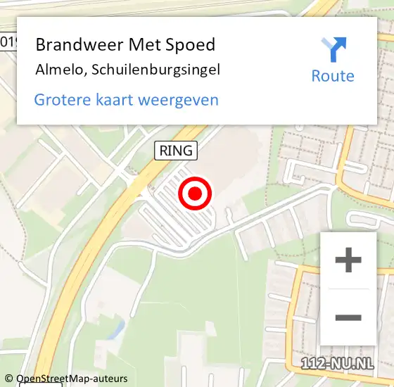 Locatie op kaart van de 112 melding: Brandweer Met Spoed Naar Almelo, Schuilenburgsingel op 16 september 2023 23:43