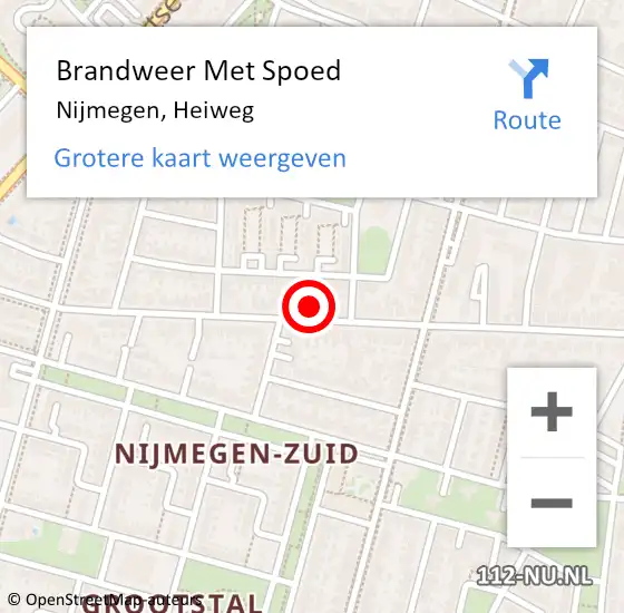 Locatie op kaart van de 112 melding: Brandweer Met Spoed Naar Nijmegen, Heiweg op 17 september 2023 00:14