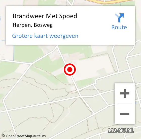 Locatie op kaart van de 112 melding: Brandweer Met Spoed Naar Herpen, Bosweg op 17 september 2023 00:21