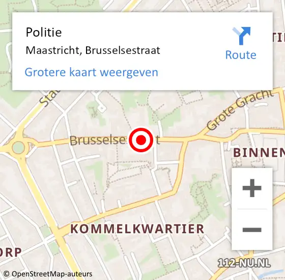 Locatie op kaart van de 112 melding: Politie Maastricht, Brusselsestraat op 17 september 2023 01:23