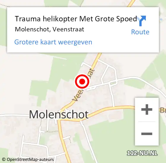 Locatie op kaart van de 112 melding: Trauma helikopter Met Grote Spoed Naar Molenschot, Veenstraat op 17 september 2023 01:48