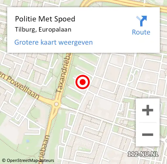 Locatie op kaart van de 112 melding: Politie Met Spoed Naar Tilburg, Europalaan op 17 september 2023 04:38