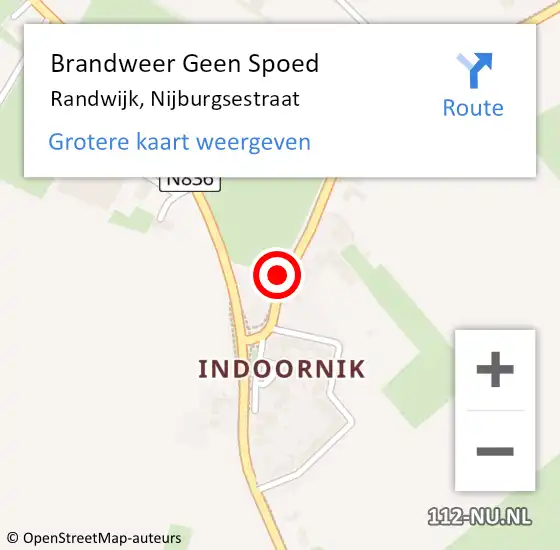 Locatie op kaart van de 112 melding: Brandweer Geen Spoed Naar Randwijk, Nijburgsestraat op 17 september 2023 06:36