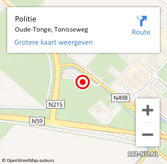Locatie op kaart van de 112 melding: Politie Oude-Tonge, Tonisseweg op 17 september 2023 08:08