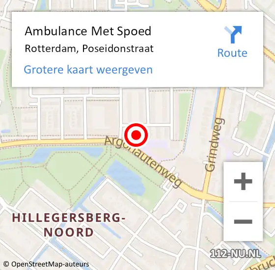 Locatie op kaart van de 112 melding: Ambulance Met Spoed Naar Rotterdam, Poseidonstraat op 17 september 2023 08:42