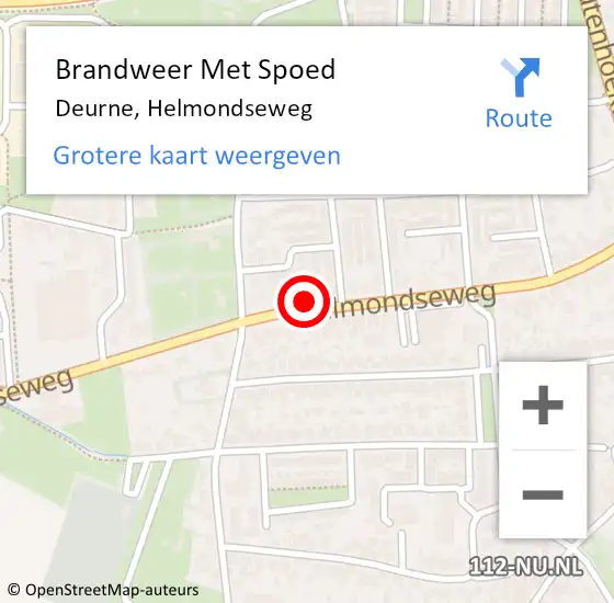 Locatie op kaart van de 112 melding: Brandweer Met Spoed Naar Deurne, Helmondseweg op 17 september 2023 09:44