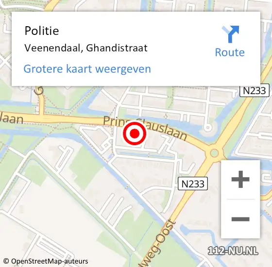 Locatie op kaart van de 112 melding: Politie Veenendaal, Ghandistraat op 17 september 2023 12:13