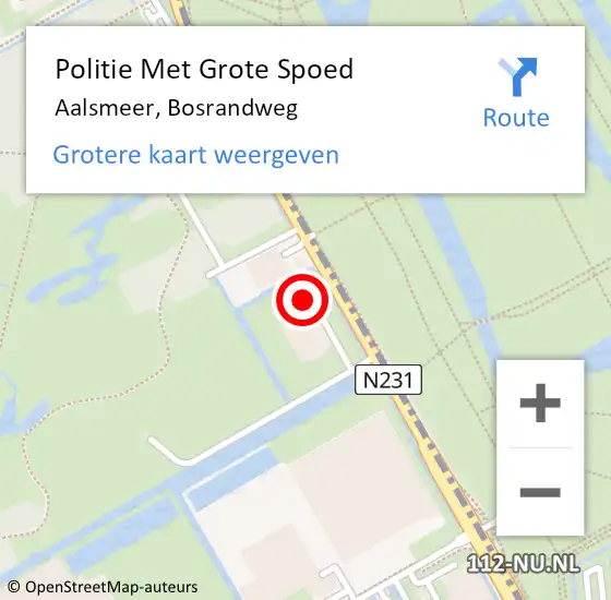 Locatie op kaart van de 112 melding: Politie Met Grote Spoed Naar Aalsmeer, Bosrandweg op 17 september 2023 12:55
