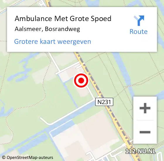 Locatie op kaart van de 112 melding: Ambulance Met Grote Spoed Naar Aalsmeer, Bosrandweg op 17 september 2023 12:56