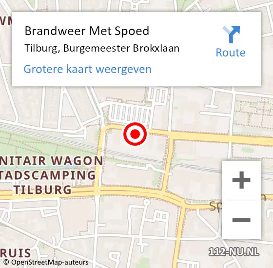 Locatie op kaart van de 112 melding: Brandweer Met Spoed Naar Tilburg, Burgemeester Brokxlaan op 17 september 2023 14:55