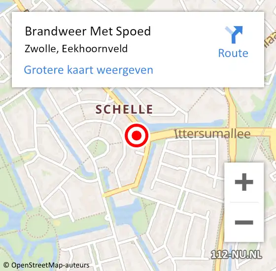 Locatie op kaart van de 112 melding: Brandweer Met Spoed Naar Zwolle, Eekhoornveld op 17 september 2023 16:13