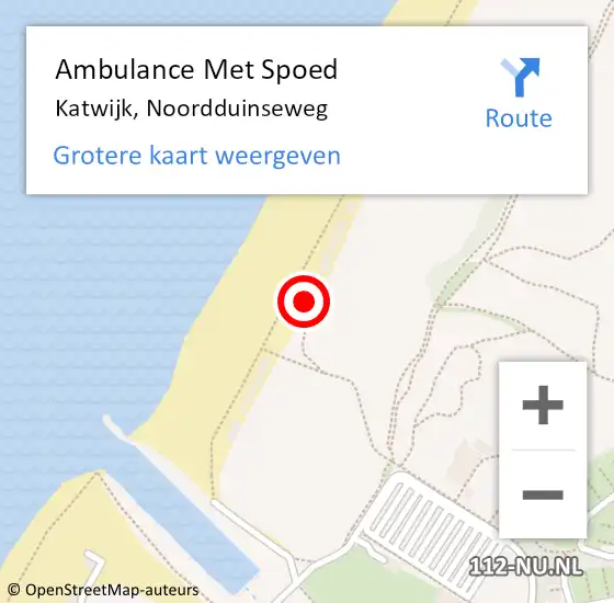 Locatie op kaart van de 112 melding: Ambulance Met Spoed Naar Katwijk, Noordduinseweg op 17 september 2023 16:51