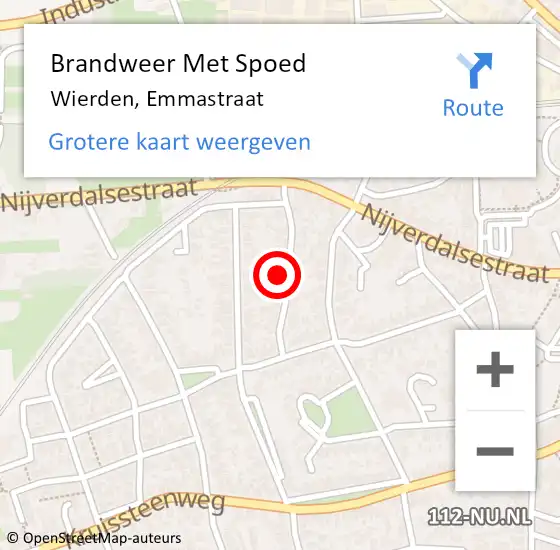 Locatie op kaart van de 112 melding: Brandweer Met Spoed Naar Wierden, Emmastraat op 17 september 2023 16:54