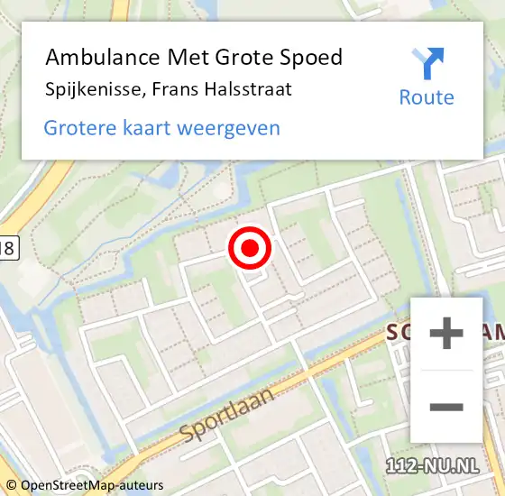 Locatie op kaart van de 112 melding: Ambulance Met Grote Spoed Naar Spijkenisse, Frans Halsstraat op 17 september 2023 17:18