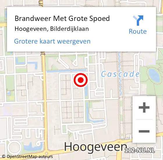 Locatie op kaart van de 112 melding: Brandweer Met Grote Spoed Naar Hoogeveen, Bilderdijklaan op 17 september 2023 17:28