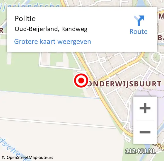 Locatie op kaart van de 112 melding: Politie Oud-Beijerland, Randweg op 17 september 2023 18:03