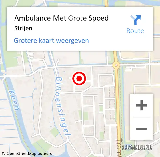 Locatie op kaart van de 112 melding: Ambulance Met Grote Spoed Naar Strijen op 17 september 2023 18:06