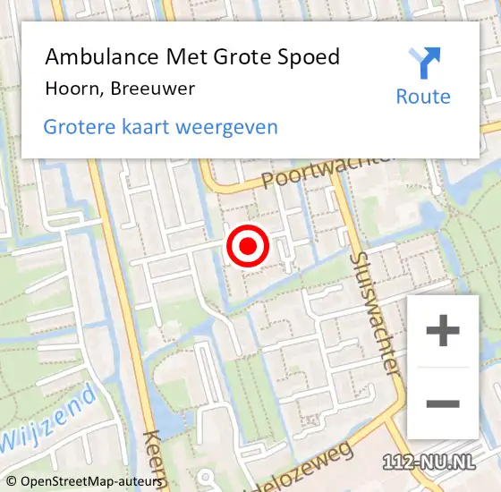 Locatie op kaart van de 112 melding: Ambulance Met Grote Spoed Naar Hoorn, Breeuwer op 17 september 2023 18:53